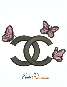 Logo With Butterfly, Chanel Embroidery, Wallpaper Time, Fancy Logo, Bff Drawings, Coffee Shop Logo, Chanel Logo, Butterfly Embroidery, Unicorn Design