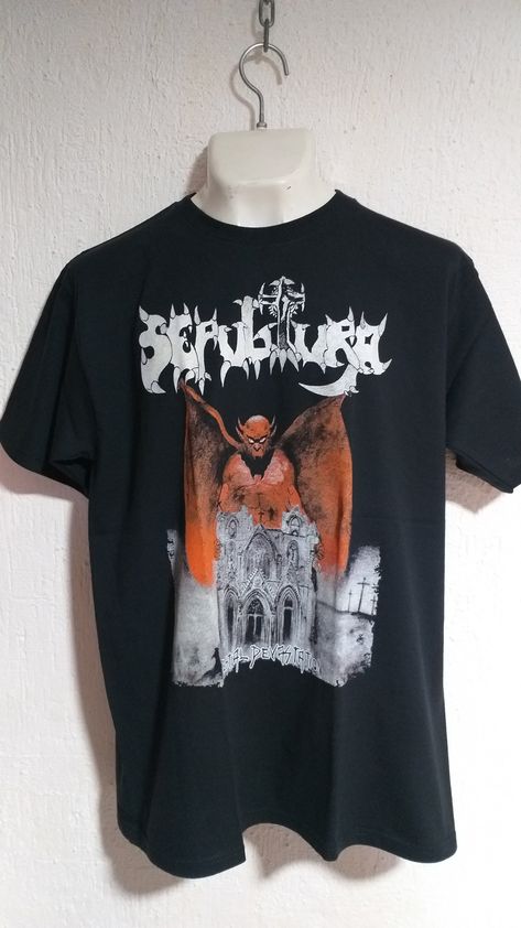 SEPULTURA BESTIAL DEVASTATION T-SHIRT New Sepultura T-Shirt High Quality We'll shipping worldwide. Shipping time range. United States = 20-25 business days Rest of the world = 25-30 business days Band Clothes, Metal Band Shirts, Band Outfits, Merch Ideas, Thrash Metal, Streetwear Men Outfits, Metal Band, Band Shirts, Chevy Camaro