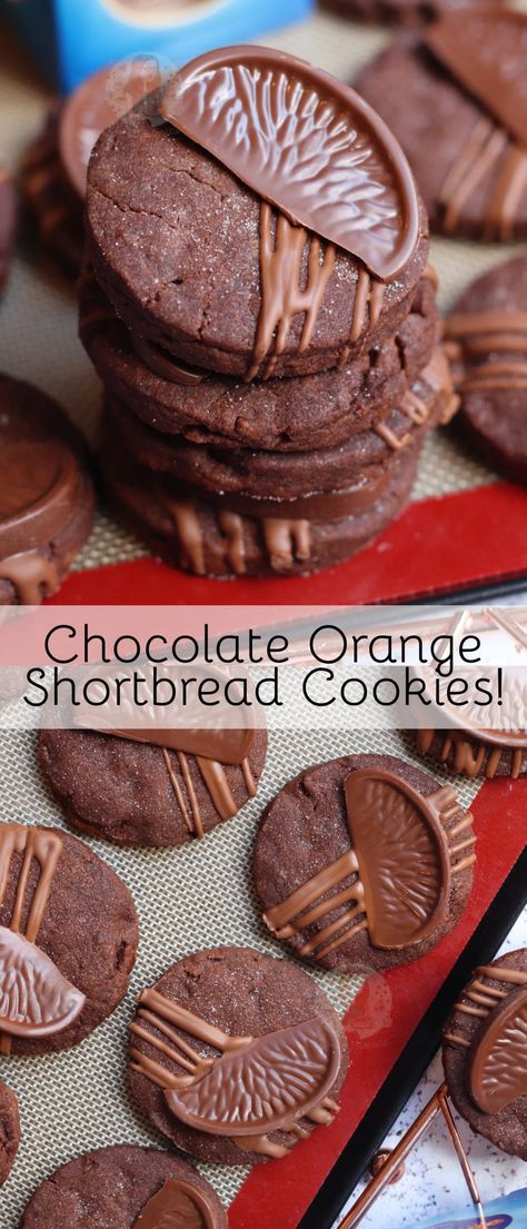 Chocolate Orange Shortbread Cookies - Jane's Patisserie Terrys Chocolate Orange Recipes, Jane Patisserie, Chocolate Orange Shortbread, Butterscotch Tart, Orange Shortbread Cookies, Orange Shortbread, Chocolate Peanut Butter Desserts, Janes Patisserie, Terry's Chocolate Orange