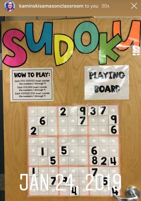 Activity After Math with Hayley Cain: Sudoku Interactive Bulletin Board Pictures shared by Teachers Sudoku Board, Staff Bulletin Boards, Time Management College Student, Teaching Board, Interactive Bulletin Boards, Interactive Bulletin Board, Math Classroom Decorations, Camp Theme, Classroom Style