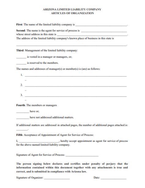 Fillable Form Arizona LLC Articles of Organization Court Of Law, Fillable Forms, Limited Liability Company, Legal Forms, Business Savvy, And Sign, Business Ideas, Binding, Arizona