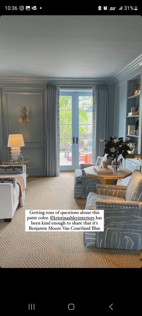 Heaven On Earth Benjamin Moore, Paint Color Inspiration Interiors, French Blue Room, Blue Color Drenched Bedroom, Painted Ceiling Living Room, Krypton Sherwin Williams, French Blue Paint Color, Dusty Blue Bedroom, Paint Pallette