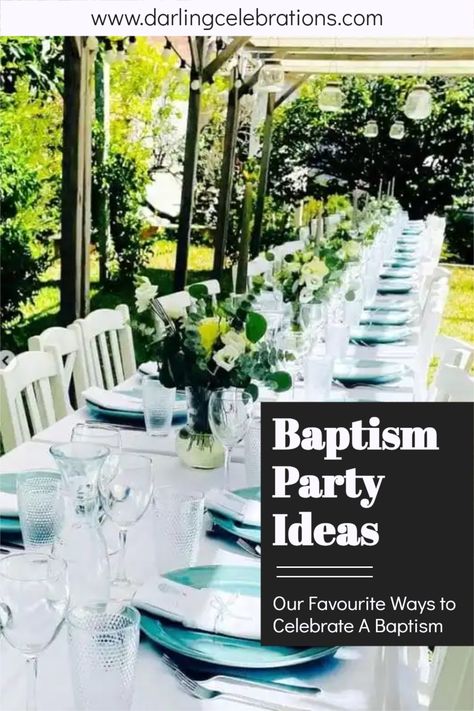 The best Baptism party ideas for the prettiest Baptism reception. #baptism #baptismparty #baptismpartyideas Adult Baptism Party Ideas, Backyard Baptism Party, Baptism Luncheon Ideas, Baptism Party Theme, Baptism Reception, Baptism Themes, Baptism Party Decorations, Baptism Party Ideas, Cookout Party