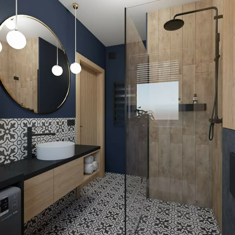 Blue And Wood Bathroom, Bathroom Design Layout, Wardrobe Interior Design, Door Design Interior, Bathroom Remodel Designs, Bathroom Design Luxury, Bathroom Inspiration Decor, Bathroom Remodel Master, Apartment Interior Design