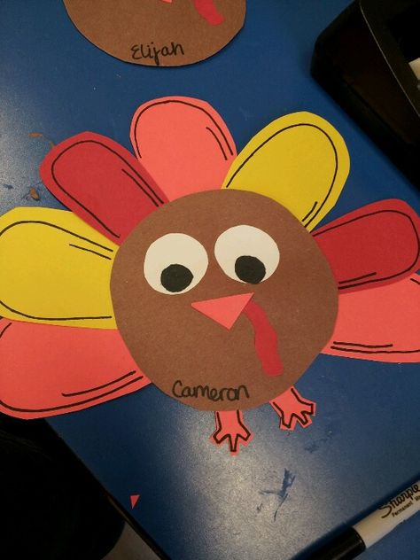 Turkey name tags for child's cubbie -for boy Name Turkey Preschool, Fall Cubby Tags Preschool, September Cubby Tags Preschool, Turkey Name Tags, November Cubby Tags Preschool, November Door Decs, Crib Name Tags For Daycare, Fall Cubby Tags, Thanksgiving Cubby Tags