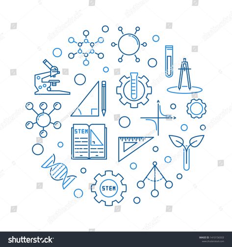 Science, Technology, Engineering and Math vector concept blue outline round illustration #Ad , #Ad, #Engineering#Math#Science#Technology Math Vector, Round Illustration, Science Technology Engineering Math, Science Technology, Science And Technology, Nhl, Stock Vector, Royalty Free Stock Photos, Royalty Free