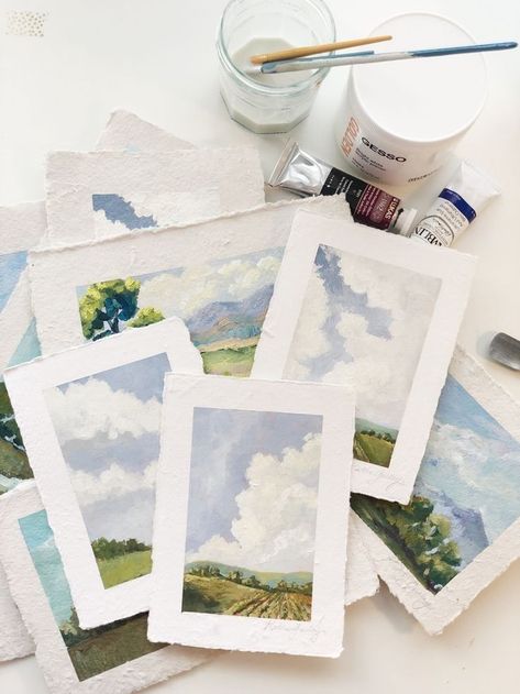 Mini Watercolor Landscape Paintings, Mini Landscapes Painting, Mini Landscape Watercolor, Mini Landscape Paintings Acrylic, Watercolour Mini Paintings, Mini Art Ideas, Small Watercolor Paintings Easy, Watercolor Mini Paintings, Mini Watercolor Landscape