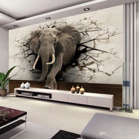 Elephant Rum Inspo, Oversized Wall Decor, 3d Elephant, Wildlife Wallpaper, Kindergarten Wallpaper, Custom Photo Wallpaper, Elephant In The Room, Animal Mural, Floor Murals