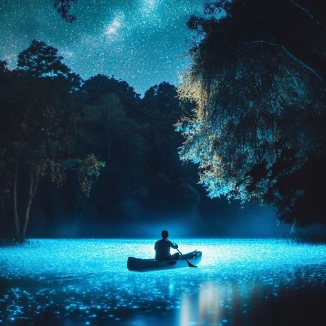 Beauty of Bioluminescence #BioluminescentMagic, #GlowingWaters, #NighttimeWonder, #LuminousLake, #NatureGlow, #StarlitWaters, #NocturnalBeauty, #NaturalLightShow, #BioluminescentLife, #MagicalNightscape Bioluminescent Ocean, Bioluminescence Beach, Writing Aesthetics, Writing Ideas, Light Show, Night Time, The Dreamers, Lake, Wonder