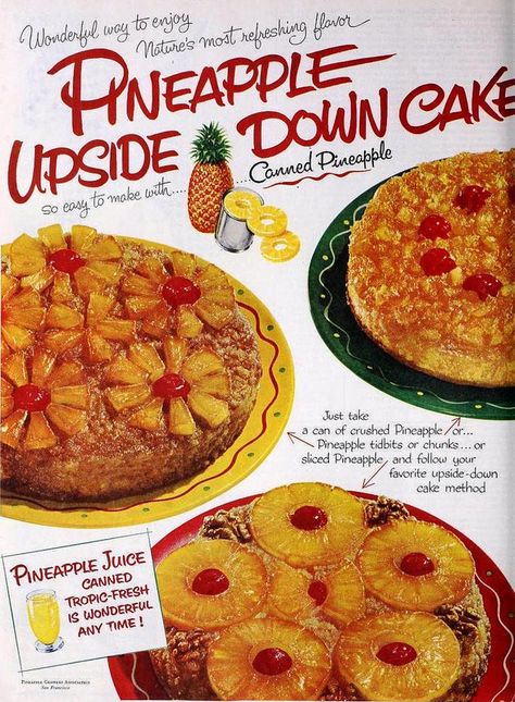 Chronically Vintage: 15 of my favourite desserts ever (with vintage recipes for many of them) Vintage Recipes 1950s, 1950s Food, Retro Desserts, Vintage Baking, Handwritten Recipes, Mexican Dessert, Vintage Cooking, Pineapple Upside, Pineapple Upside Down Cake