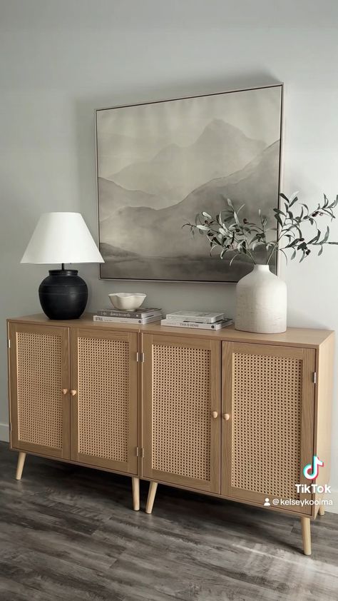 Apartment Living Room Tv, Neutral Home Decor Living Room, Home Decor Earth Tones, Wood Living Room Decor, Entry Idea, Beige Interiors, Amazon Home Must Haves, Sideboard Styling, Sideboard Styles