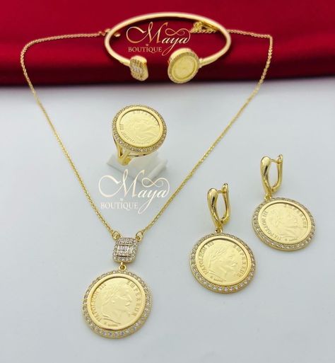 Gold Coin Earrings, Gold Coin Jewelry, Coin Jewellery, Golden Coins, Dubai Design, Dubai Gold Jewelry, Gold Jewels Design, Modern Gold Jewelry, Gold Girl