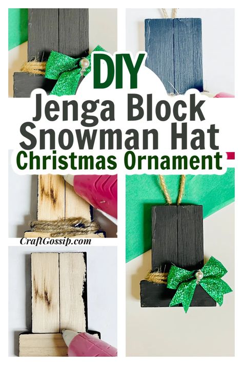 Jenga Block Christmas Snowman Ornament — CraftBits.com Jenga Block Snowman, Jenga Block Christmas, Diy Snowman Gifts, Diy Jenga, Block Snowman, Baby Jesus Craft, Jesus Crafts, Jenga Blocks, Snowman Hat