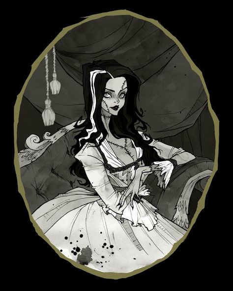 Evvi Art, Abigail Larson, Frankenstein Art, Edward Gorey, Goth Art, Bride Of Frankenstein, Beautiful Dark Art, Creepy Art, Monster Art