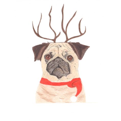 Reindeer Pug Christmas Card Funny Pug by BlackCatStudioArt ($3.52) ❤ liked on Polyvore featuring home and home decor Christmas Card Funny, Christmas Pug, Pug Christmas, Fabric Cat, Christmas Card Set, Pugs Funny, Pug Lover, Pencil Illustration, Christmas Tag