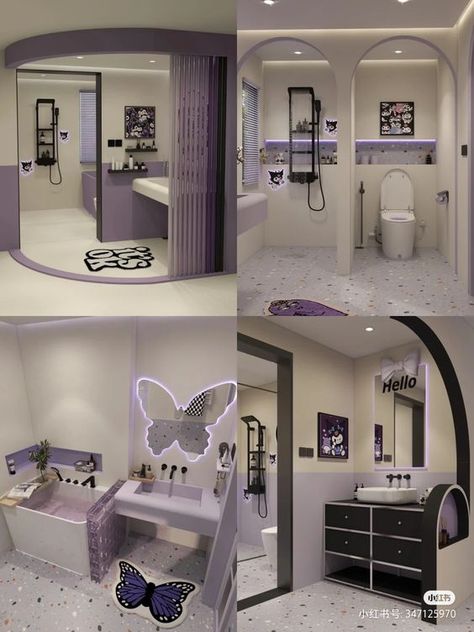 Purple Bathroom Ideas, Desain Pantry, Interior Design Your Home, Future Apartment Decor, Room Redesign, Small Room Design, Dream House Rooms, Bathroom Inspiration Decor, Minimalist Room