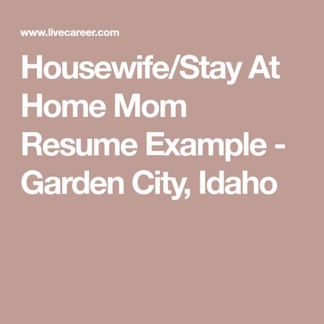 Stay At Home Mom Resume Skills, Stay At Home Mom Resume Examples, High School Jobs, Personal Statement Examples, Cash Management, School Jobs, Resume Skills, Simple Resume, Word Choice