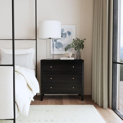 With a straightforward, clean design, and fine craftsmanship, the Nora collection brings a traditional form to your living space. Black Nightstand Bedroom, Dark Bedroom Furniture, Dresser Bed, Black Nightstand, The Butler, Liberty Furniture, Wood Dresser, Universal Furniture, Bedroom Furniture Dresser