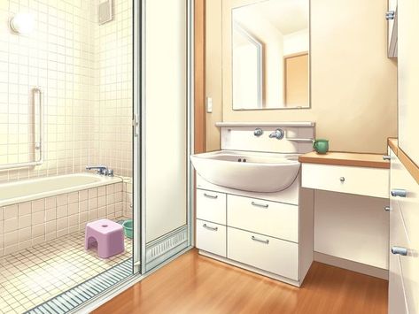 Anime Bathroom, Japan Bathroom, Anime Houses, Japanese Bathroom, Anime House, Episode Interactive Backgrounds, Dr House, Scenery Background, Anime Room