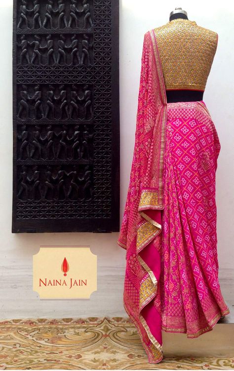 naina jain bandhni saree for this summer festive- ethnic and elegant ... Pink Bridal Lehenga, Mehndi Function, Indian Designers, Saree Wearing, Saree Wearing Styles, Lehenga Choli Wedding, Indian Fashion Saree, Saree Design, Indian Wedding Wear