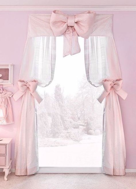 ♔ La Nurserie Rose Curtain Ideas For Living Room, Living Room Curtain Ideas, Room Curtain Ideas, Couleur Rose Pastel, Living Room Curtain, Curtain Hangers, Barbie Room, Bedroom Curtains, Stylish Curtains