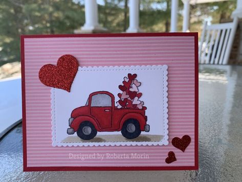 Truck Stamps, Loads Of Love, Love You Cute, Truck Theme, Red Valentine, February Valentines, Sweet Valentine, Love Hearts, Valentine Card