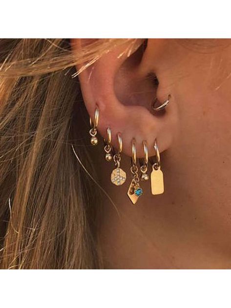 Silver  Collar     Embellished   Women's Fashion Jewelry Bijoux Piercing Septum, Conch Ring, Small Drop Earrings, Tiny Hoop Earrings, Hoops Gold, Animale Rare, Small Hoop Earrings, Chic Earrings, Stil Inspiration