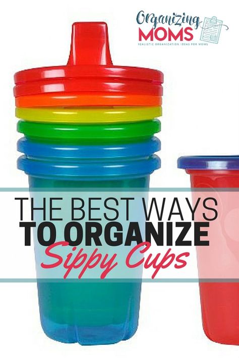 How to organize sippy cups so they're not taking over your kitchen. Several great ideas for organizing sippy cups you have, plus the system that finally worked for us. Stop the sippy cup madness! Sippy Cup Organization, Sippy Cup Storage, Diy Sensory Toys, Toddler Sippy Cups, Ideas For Organizing, Mom Of Twins, Toddler Organization, Deep Cleaning Checklist, Organizing Time Management