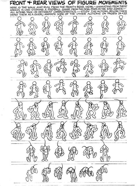 Front and Rear View Movements Front Walking Pose, Front Walk Cycle, Walk Animation, Character Walking, Animation Walk Cycle, Walking Animation, Principles Of Animation, Learn Animation, Flip Book Animation