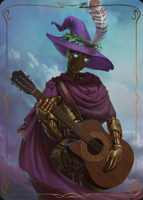 ArtStation - Robot bard Robot Bard Dnd, Dnd Musician, Fantasy Bard Art, Automaton Fantasy Art, Dnd Bard Character Concept, Bard Dnd Art, D&d Bard, Dnd Bard Character Design, Warforged Bard