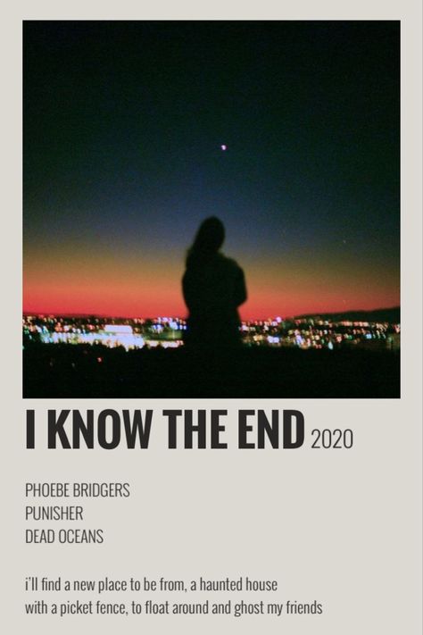 Phoebe Bridgers Polaroid Poster, Phoebe Bridgers Song Poster, Phoebe Bridgers Polaroid, I Know The End Poster, Polaroid Songs, Music Polaroid, Song Prints, Polaroid Card, I Know The End