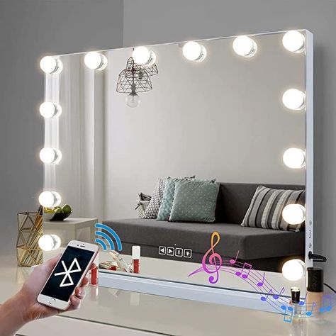 Hollywood Mirror With Lights, Light Up Vanity, Touch Screen Design, Vanity Mirror With Lights, Hollywood Vanity Mirror, Hollywood Vanity, Lighted Makeup Mirror, Hollywood Lights, Hollywood Mirror