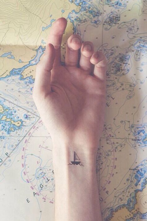 13 Small Tattoos You Should Get #smalltattoos #tattoos Sailboat Tattoo, Boat Tattoo, Tiny Tattoos For Women, Tattoo Trend, Small Tattoos With Meaning, Small Girl Tattoos, Cute Small Tattoos, Small Tattoo Designs, Pattern Tattoo