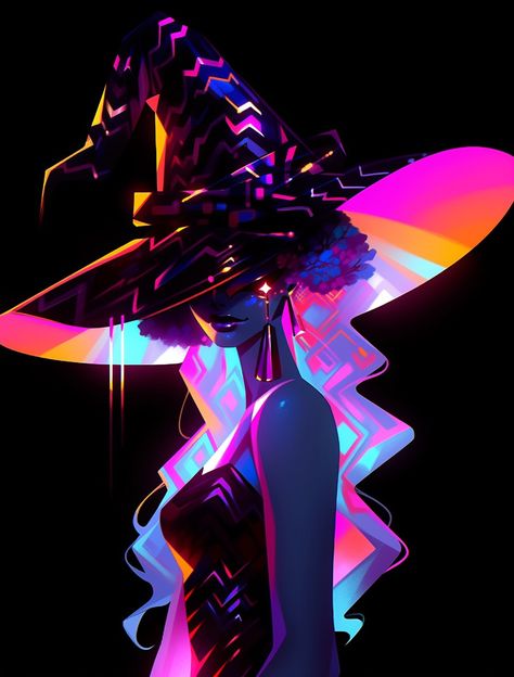 Prism Character Design, Neon Witch, Neon Aesthetic, Art Gallery Wallpaper, Witch Art, Graphic Design Fun, Character Design Animation, Neon Art, Vibrant Art