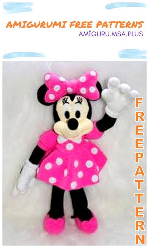 Amigurumi Minie Mouse Free Crochet Pattern Disney Crochet Pattern, Crochet Lovey Free Pattern, Crochet Mickey Mouse, Minnie Mouse Doll, Crochet Doll Clothes Free Pattern, Disney Crochet Patterns, Doll Patterns Free, Crochet Doll Tutorial, Crochet Toys Free