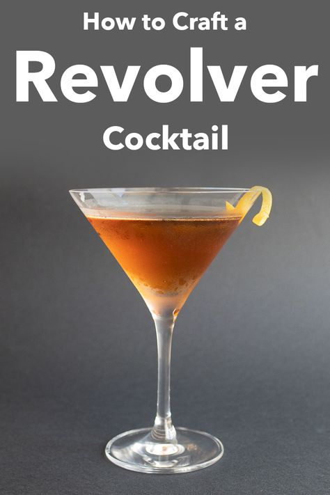 Follow our Revolver cocktail recipe and craft the stiff bourbon cocktail at home in just five minutes. | bourbon cocktail | coffee cocktail | modern cocktail | crafted cocktail Bourbon Martini Recipes, Bourbon Martini, Mixed Drinks Alcohol Recipes, Martini Recipes Easy, Bourbon Drinks Recipes, Popular Mixed Drinks, Nice Drinks, Mixology Recipes, Boozy Treats