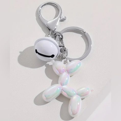 Bag Charm White Iridescent Cartoon Balloon Puppy With Bell Key Chain Keychain Cute Acrylic Key Ring Purse Bag Backpack Car Ornament Accessory Women Girls Gift Other Colors Available! Bundle & Save!! Bch-074 Bch-075 Eiffel Tower Keychain, Rhinestone Keychain, Chain Keychain, Flower Business, Purple Bag, Keychain Cute, Id Wallet, Backpack Charm, Ring Bag