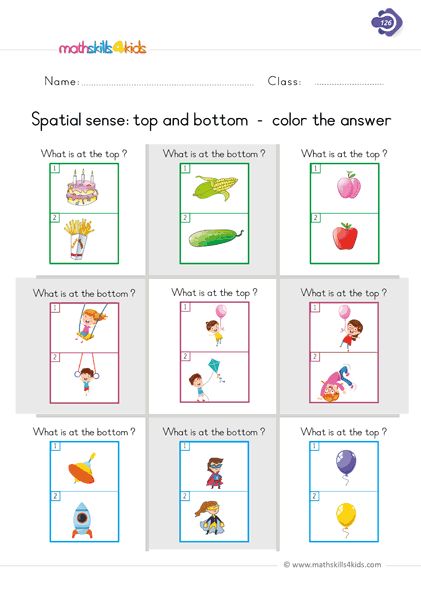 keep learning time exciting with these fun and simple spatial sense: top and bottom activities for first grad. In a bid to determine which item is at the top or bottom, kid's brain development will be greatly ameliorated. Visual Spatial Worksheets, Position Words Worksheet, Spatial Concepts Activities, Worksheets For 1st Grade, Worksheets For First Grade, Words Worksheet, Relationship Worksheets, Kindergarten Morning Work, Visual Perception Activities