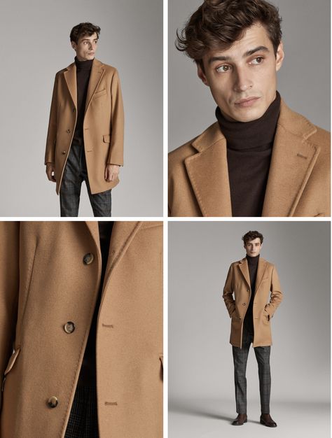 Camel Coat Outfit Men, Turtle Neck Outfit Men, Camel Wool Coat, Turtle Neck Men, Turtleneck Outfit, Trench Coat Style, Grey Turtleneck, Coat Men, Fashion Suits For Men