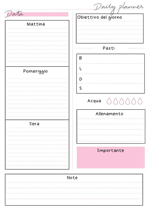 Planner Giornaliero, Digital Planner Template, Shopping List Planner, Study Tips For Students, Bullet Planner, Organizing Time, Agenda Planner, Work Planner, Planner Templates