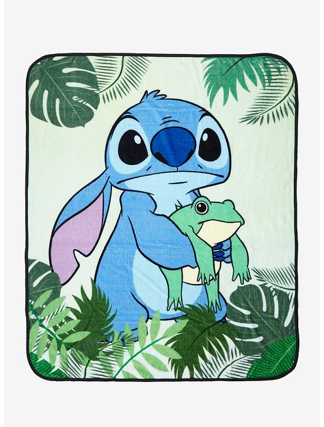 Disney Lilo & Stitch Frog & Leaves Throw Blanket Jungle Bedroom, Filler Ideas, Disney Bedrooms, Disney Furniture, Tattoo Filler, White Throw Blanket, Stitch Drawing, White Throw, Funny Phone Wallpaper