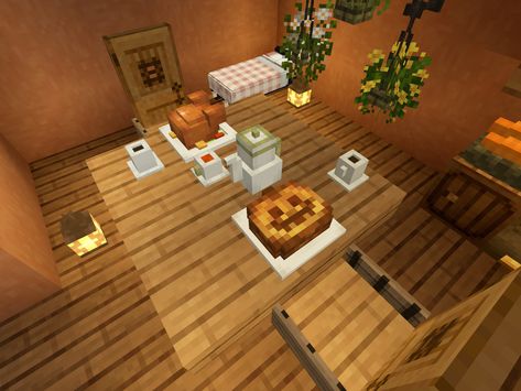 Minecraft Dinner Table Ideas, Dinner Table Minecraft, Minecraft Dinner Table, Minecraft Rooms, Table Minecraft, Cottagecore Minecraft, Minecraft Decoration, Cozy Thanksgiving, Minecraft House Plans