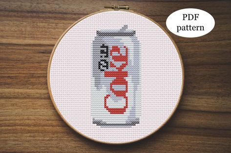 Diet Coke Can Cross-stitch Pattern PDF Digital Download - Etsy UK Diet Coke Cross Stitch, Diet Coke Can, Coke Can, Kitchen Fridge, Cute Flirty, Pop Cans, Coke Cans, Cross Stitches, Textile Arts