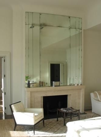 art deco mirror                                                       …                                                                                                                                                                                 More Mirror Over Fireplace, Mirror Above Fireplace, Art Deco Homes, Art Deco Fireplace, Art Deco Living, Antique Mirror Glass, Antiqued Mirror, Art Deco Living Room, Fireplace Mirror