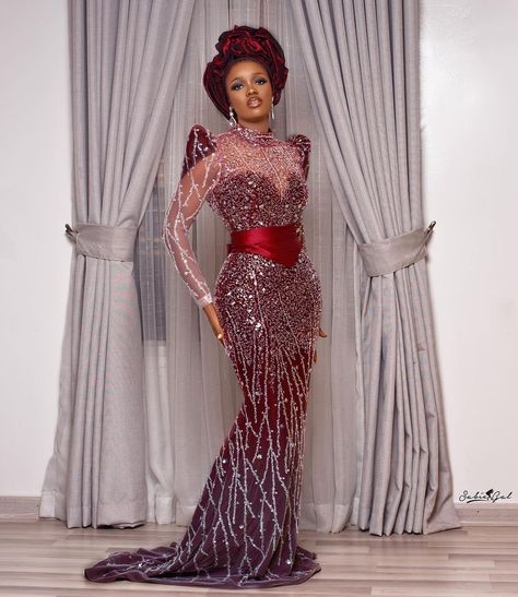 Formal Gowns With Sleeves, Lace Makeup, Silver Prom Dress, Burgundy Outfit, Wedding Guest Style, Aso Ebi Styles, Cheap Evening Dresses, Gowns With Sleeves, Mermaid Prom Dresses