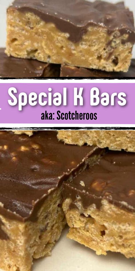 Special Kay Bars, Recipes With Cereal, No Bake Cereal Bars, Cereal Squares, Reese Cereal Bars, Special K Cereal Recipes, No Bake Bars Recipes, Special K Bars With Corn Flakes, Easy Special K Bars