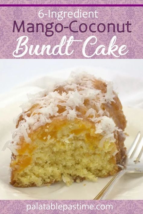 6-Ingredient Mango-Coconut Bundt Cake #SpringSweetsWeek – Bundt Cake Recipes, Blueberry Bundt Cake, Simple Cakes, Homemade Strawberry Sauce, Friends Recipes, Mini Bundt, Pantry Ingredients, Vegetarian Cake, Mango Coconut