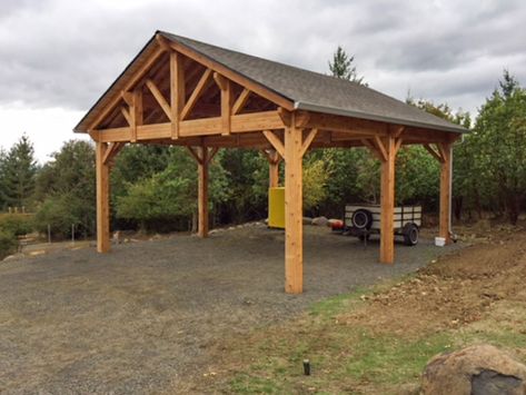 In the beautiful State of Oregon, the Bush family installed their solid Cedar wood Pavilion Kit. They are delighted with their pavilion to cover their recreational camper. It is also large enough to cover their truck, tractor and some farm equipment. Recreational vehicles, trucks, tractors and farm equipment are all big investments. Whether Timber Carport Ideas, Boat Carport Ideas, Rv Pavilion Ideas, Carport For Camper, Rv Shed Ideas, Farmhouse Carport Ideas, Covered Carport Ideas, Rv Covers With Decks, Farmhouse Carport