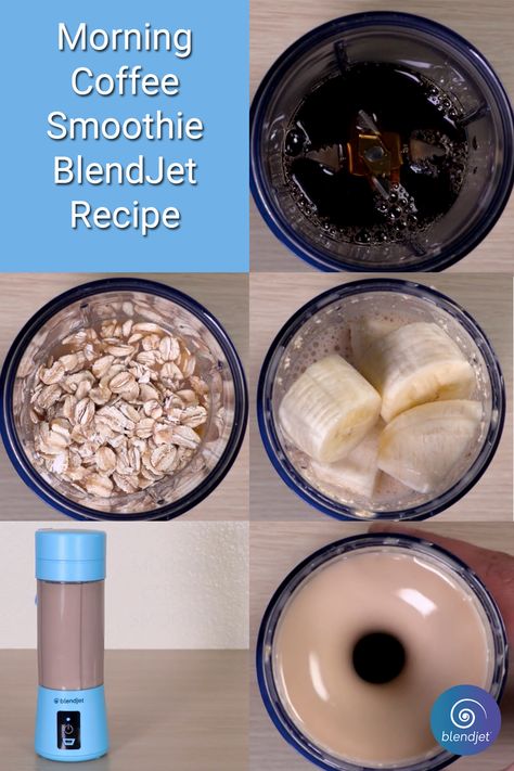 Mini Blender Smoothies, Blendjet Coffee Recipes, Morning Coffee Smoothie, Ninja Bullet, Blendjet Recipes, Coffee Banana Smoothie, Coffee Breakfast Smoothie, Blend Jet, Diet Shakes