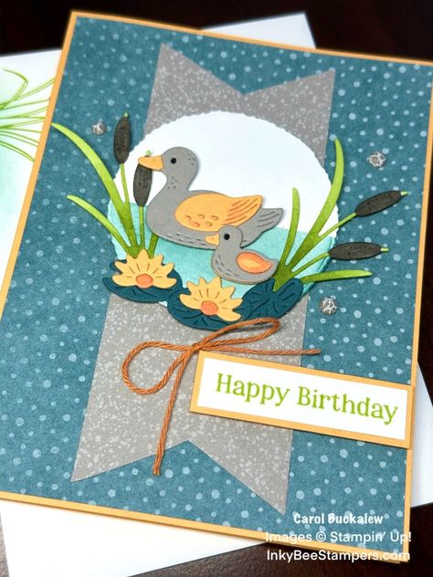 Lilly Pond, Designer Paper Cards, Card Sketches Templates, Duck Pins, Duck Pond, Cardmaking Ideas, Summer Cards, Lily Pond, Sketch Challenge